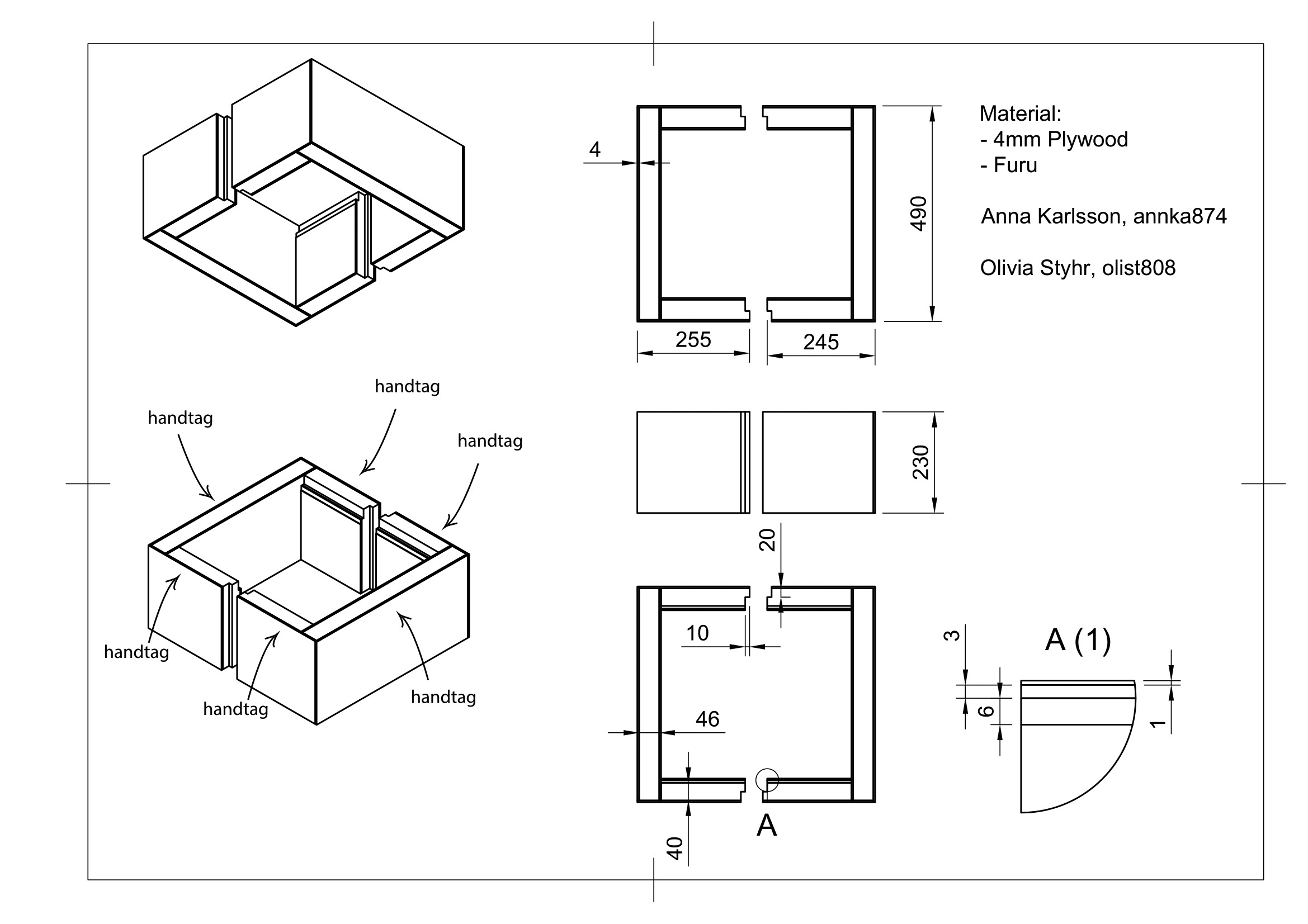 Drawing of Treasure box first angle